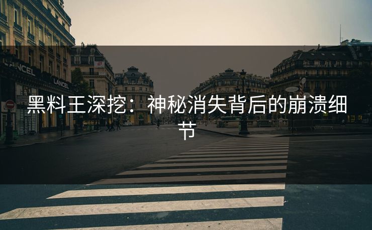 黑料王深挖：神秘消失背后的崩溃细节