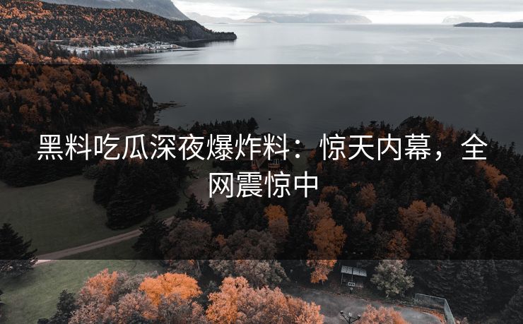 黑料吃瓜深夜爆炸料：惊天内幕，全网震惊中