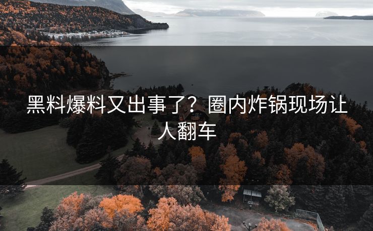 黑料爆料又出事了？圈内炸锅现场让人翻车