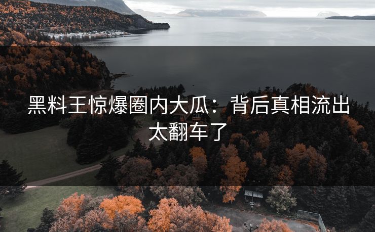 黑料王惊爆圈内大瓜：背后真相流出太翻车了