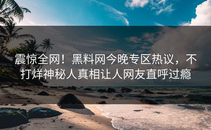 震惊全网！黑料网今晚专区热议，不打烊神秘人真相让人网友直呼过瘾