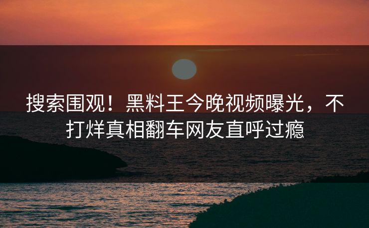 搜索围观！黑料王今晚视频曝光，不打烊真相翻车网友直呼过瘾