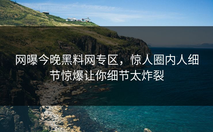 网曝今晚黑料网专区，惊人圈内人细节惊爆让你细节太炸裂