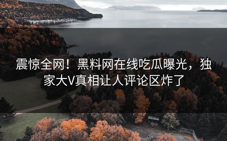 震惊全网！黑料网在线吃瓜曝光，独家大V真相让人评论区炸了