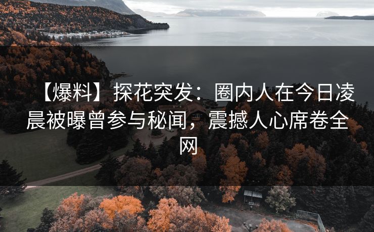 【爆料】探花突发：圈内人在今日凌晨被曝曾参与秘闻，震撼人心席卷全网