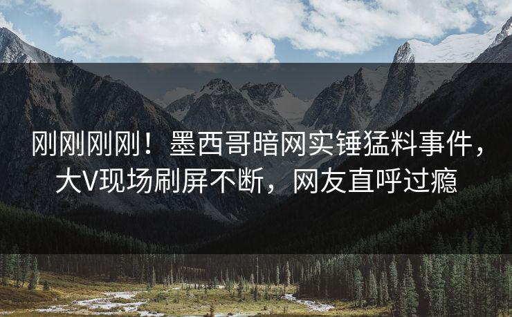 刚刚刚刚！墨西哥暗网实锤猛料事件，大V现场刷屏不断，网友直呼过瘾