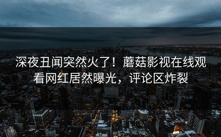 深夜丑闻突然火了！蘑菇影视在线观看网红居然曝光，评论区炸裂